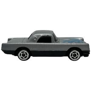 Vintage 1960s Silver Thunderbird Hot Rod Diecast Car Blue Flames